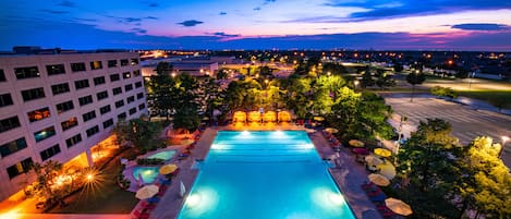 Seasonal outdoor pool, cabanas (surcharge), pool umbrellas