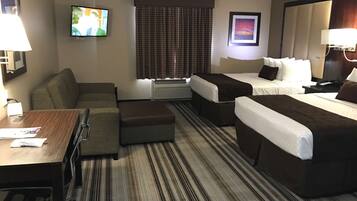 1 bedroom, hypo-allergenic bedding, pillow-top beds, desk