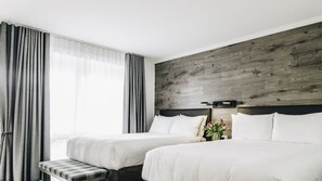 Down comforters, Select Comfort beds, desk, laptop workspace