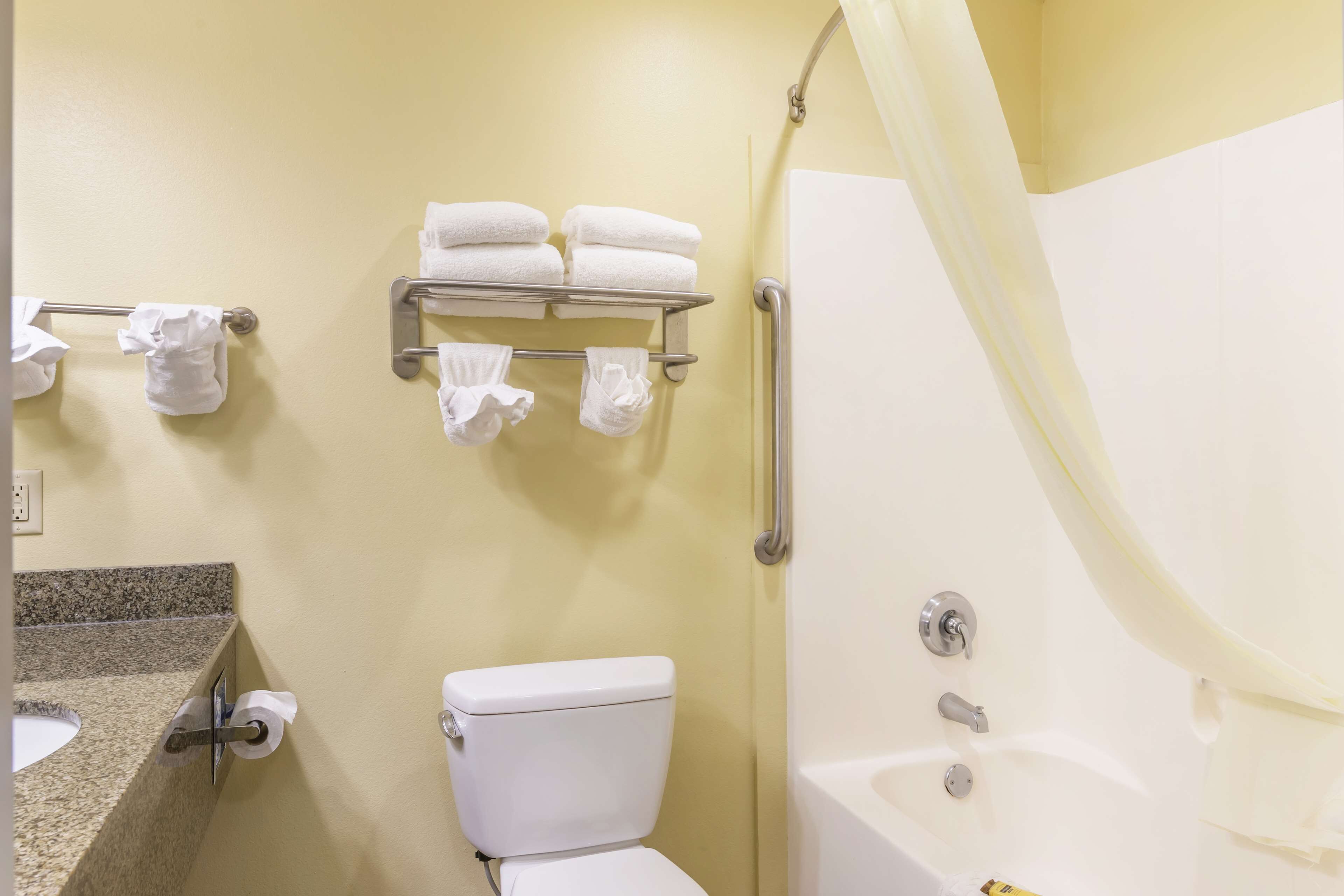 suite, 1 king bed, non smoking, refrigerator & microwave | bathroom | free toiletries, hair dryer, towels