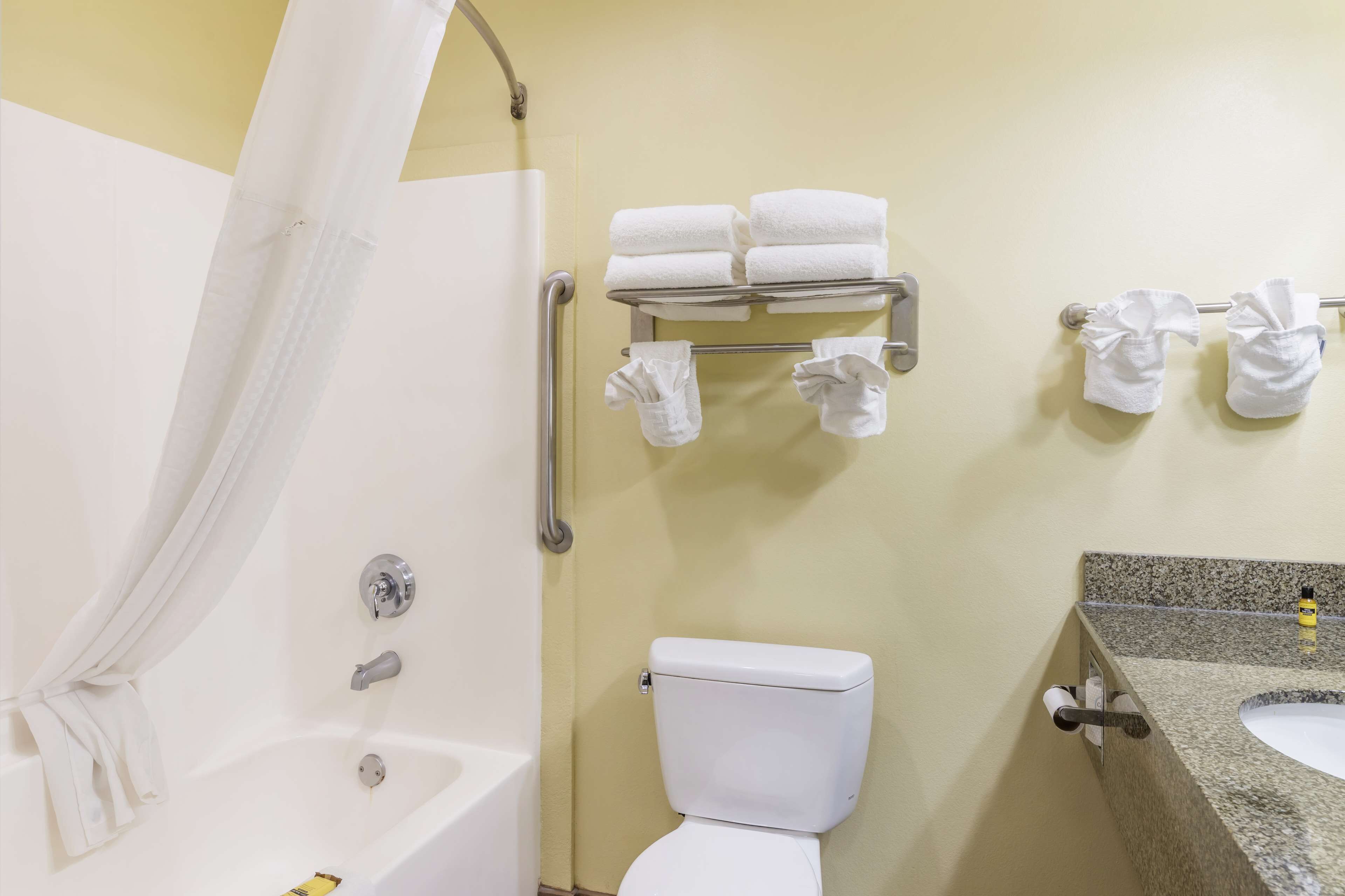 free toiletries, hair dryer, towels