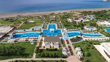 Indoor pool, 11 outdoor pools, open 8:00 AM to 6:00 PM, free cabanas