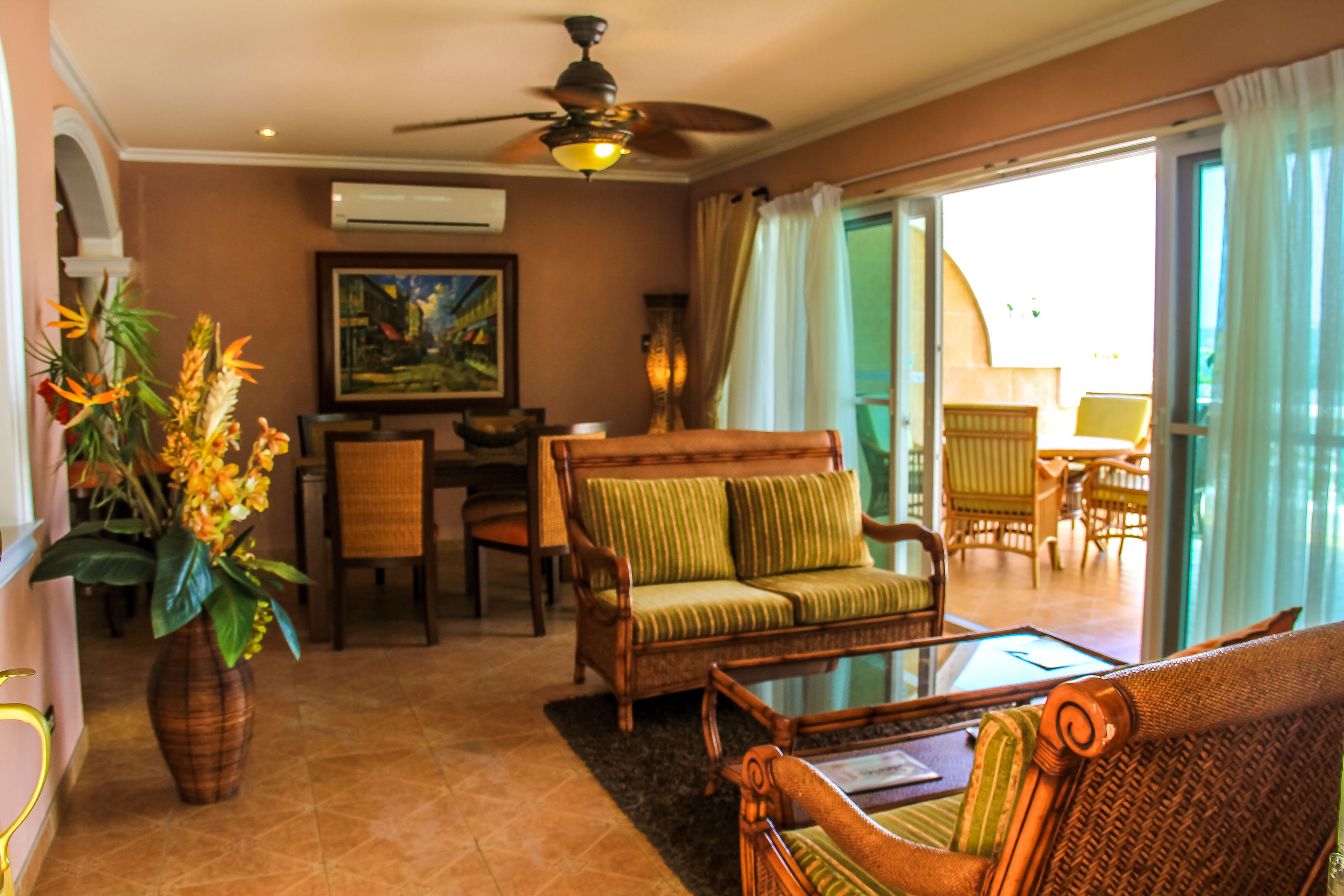 One Bedroom Prestige Suite, Ocean View | Living area | 43-inch TV with cable channels