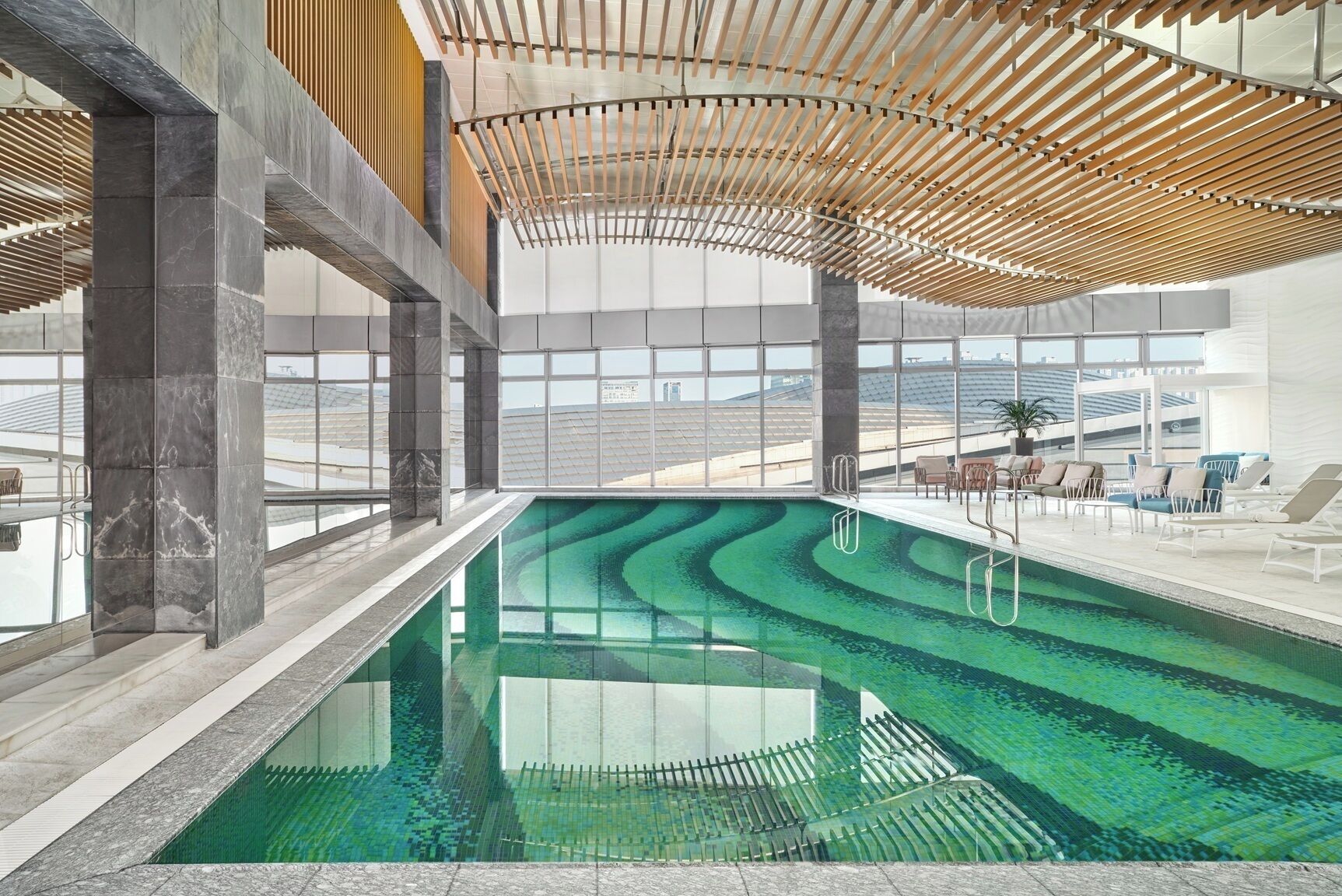 Indoor pool, open 6:30 AM to 9:30 PM, lifeguards on site