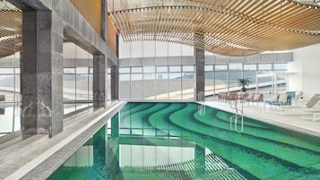 Indoor pool, open 6:30 AM to 9:30 PM, lifeguards on site