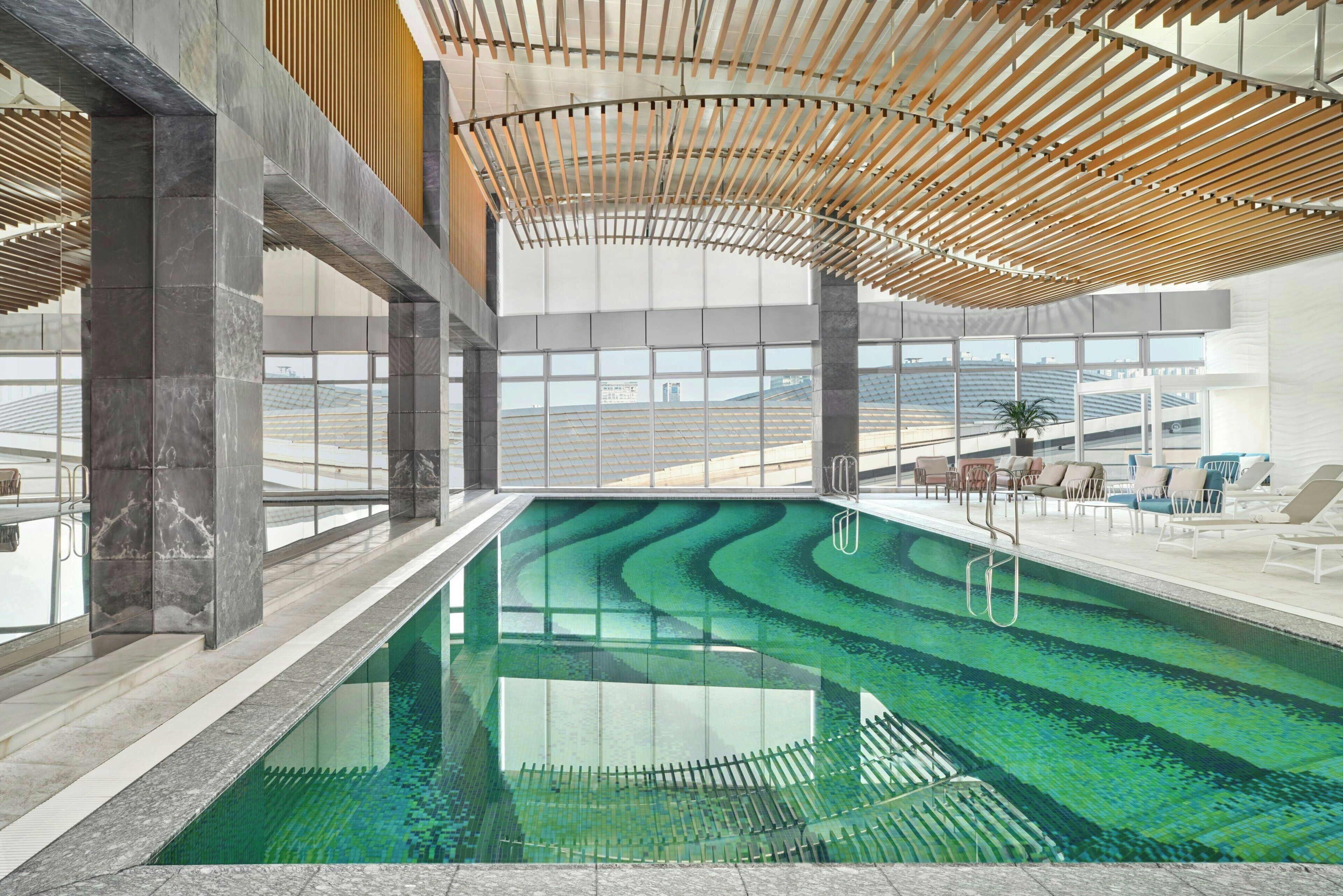 Indoor pool, open 6:30 AM to 9:30 PM, lifeguards on site