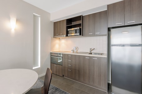 Fridge, microwave, coffee/tea maker