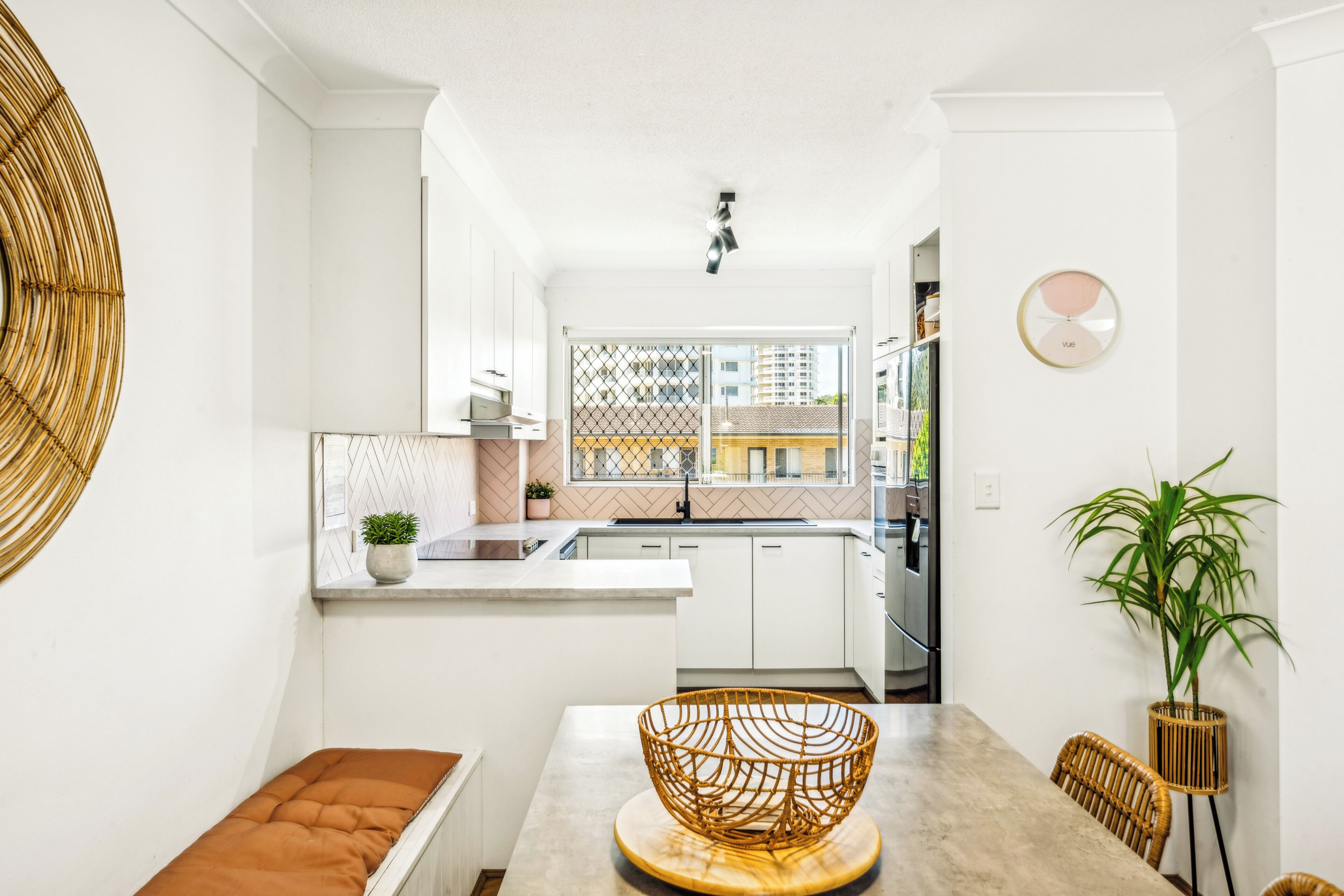 Full-size fridge, microwave, stovetop, toaster