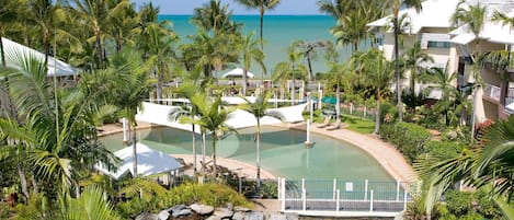 Outdoor pool, sun loungers