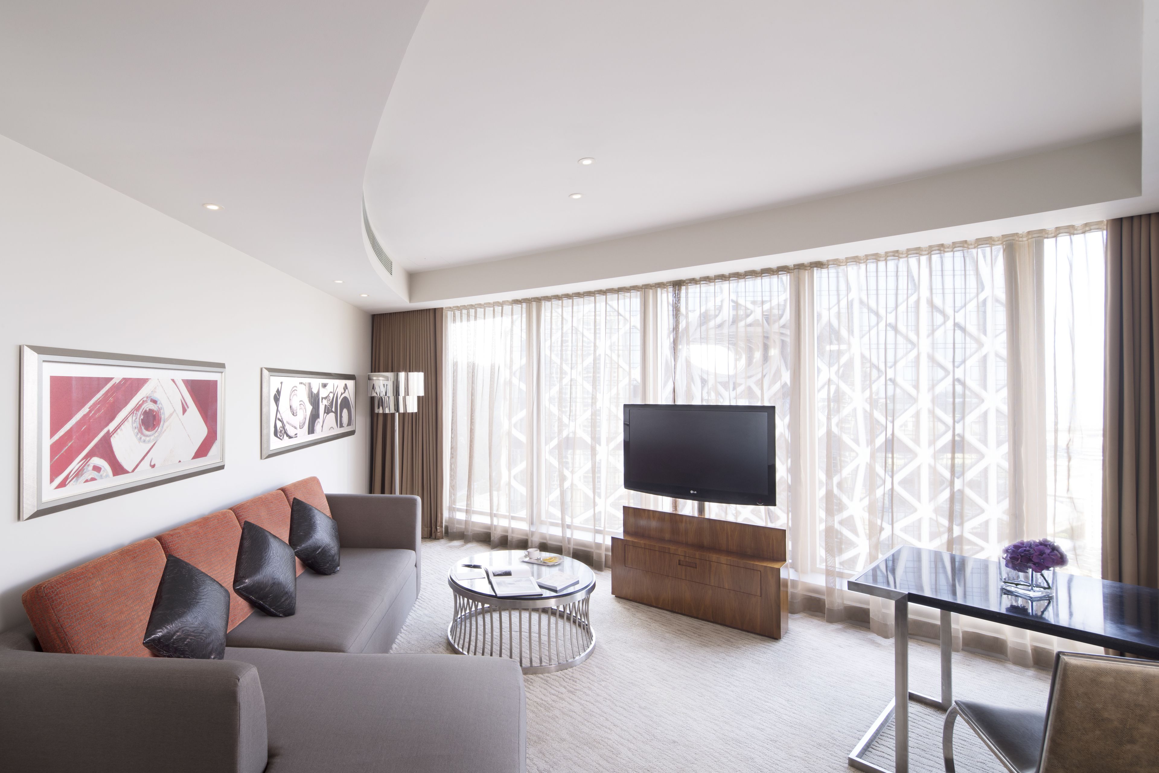 corner suite | living room | 42-inch tv with digital channels, ipod dock