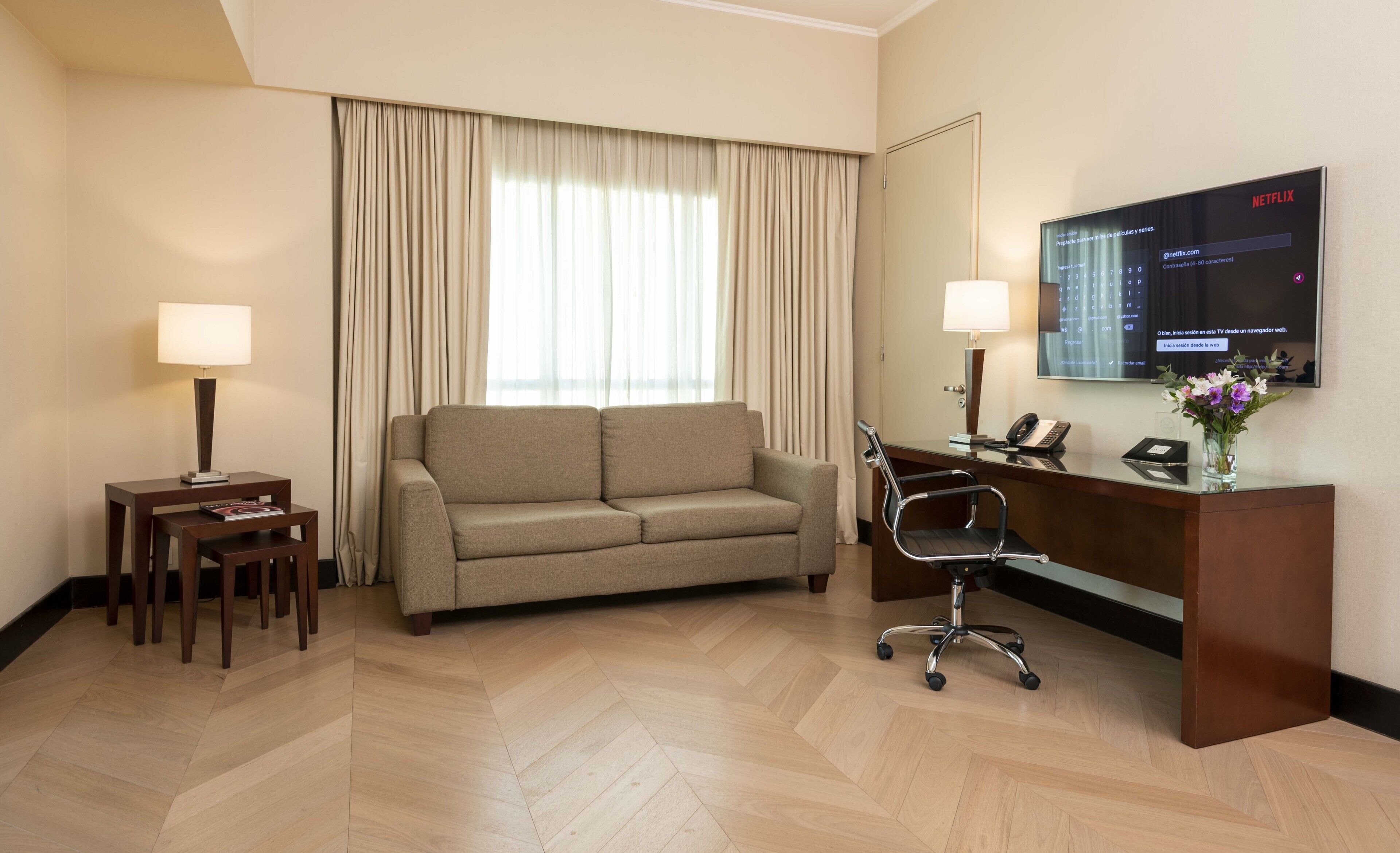 suite | living area | 43-inch smart tv with cable channels