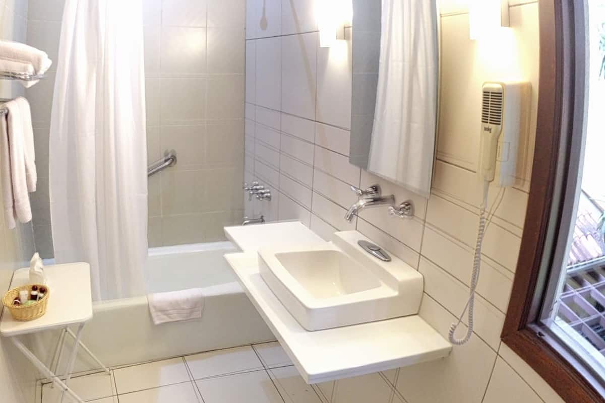 free toiletries, hair dryer, towels