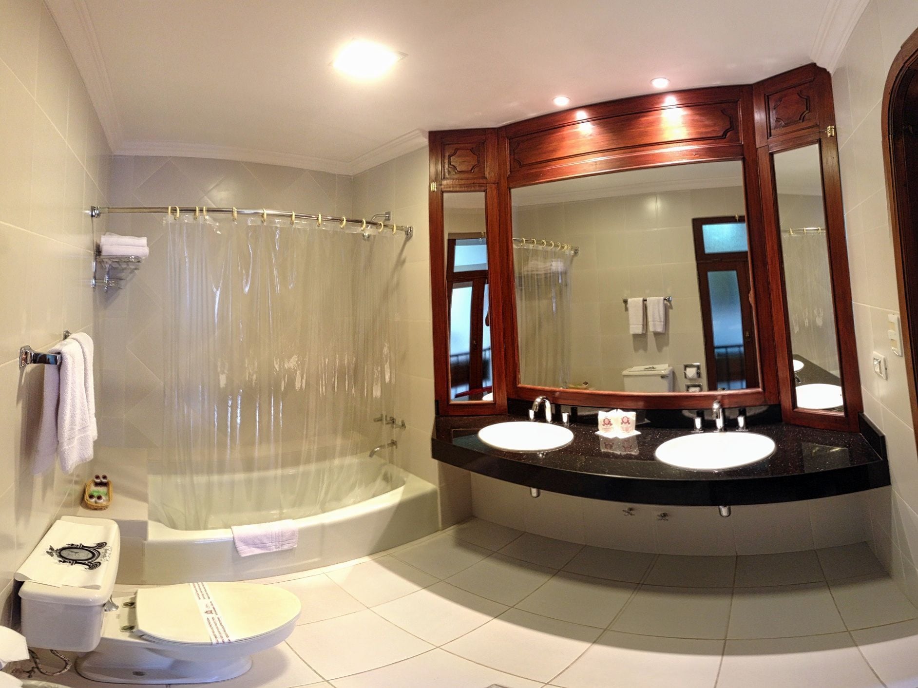 free toiletries, hair dryer, towels