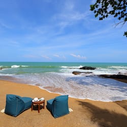 On the beach, beach towels, beach bar