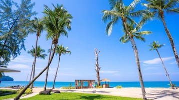 On the beach, beach towels, beach bar