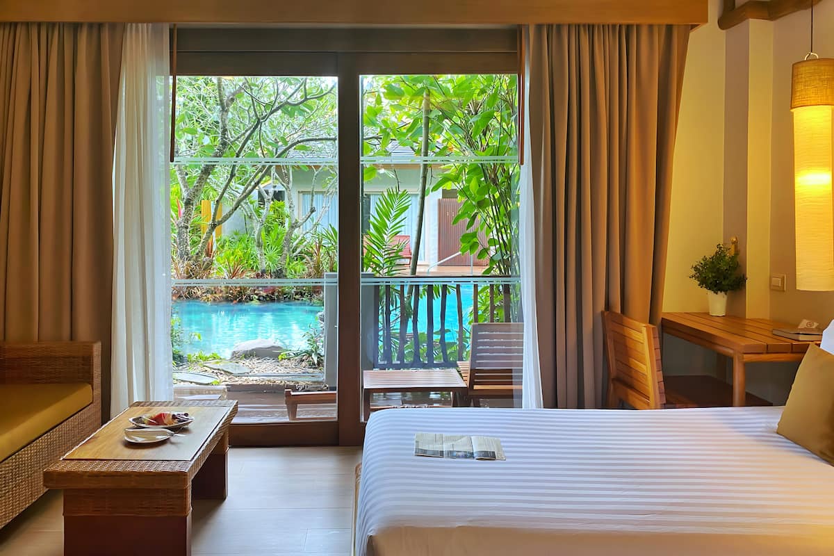 deluxe room, 1 king bed, pool access | view from room