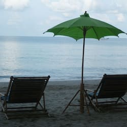 On the beach, white sand
