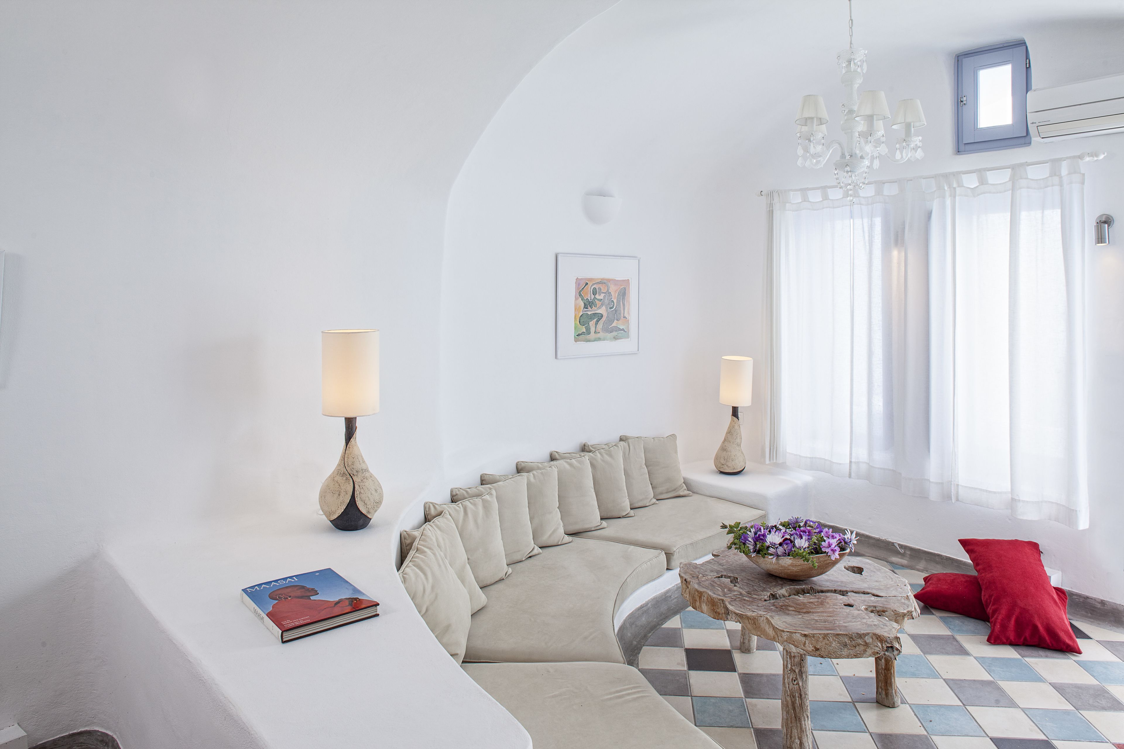 suite, 2 bedrooms, private pool (spilia) | living area | flat-screen tv