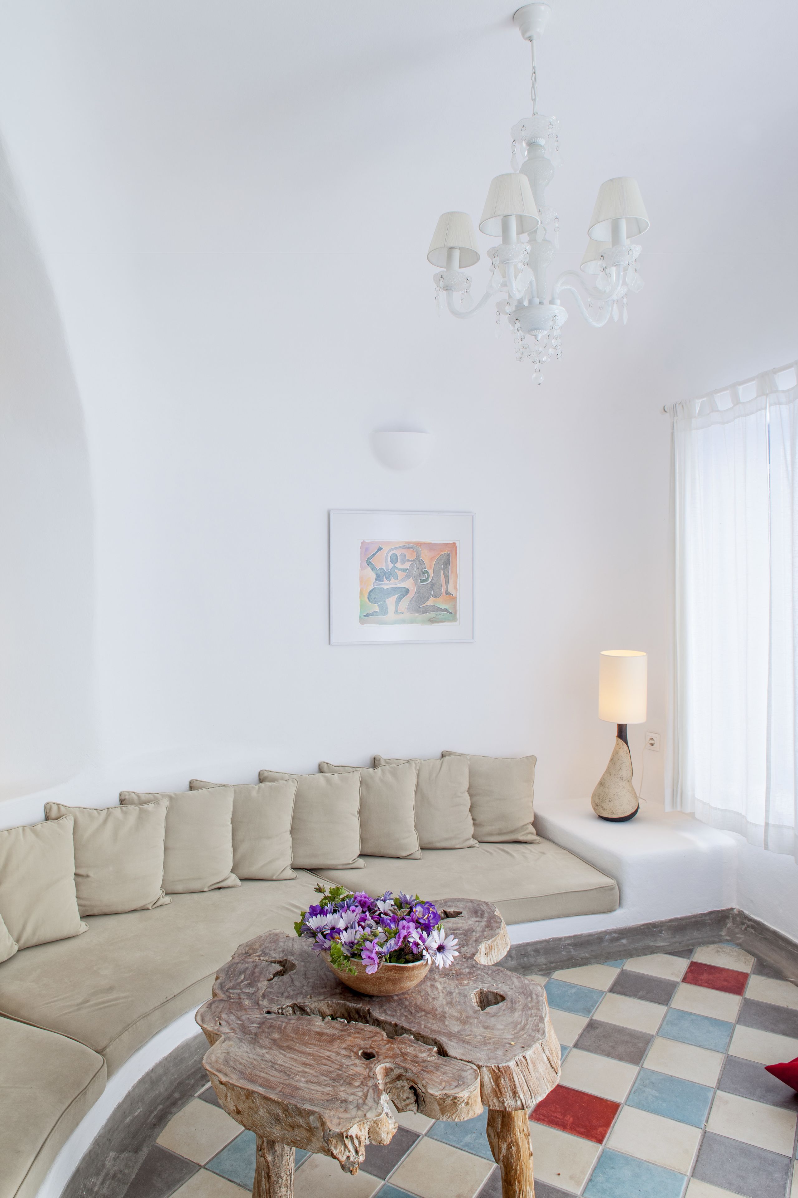 suite, 2 bedrooms, private pool (spilia) | living room | flat-screen tv