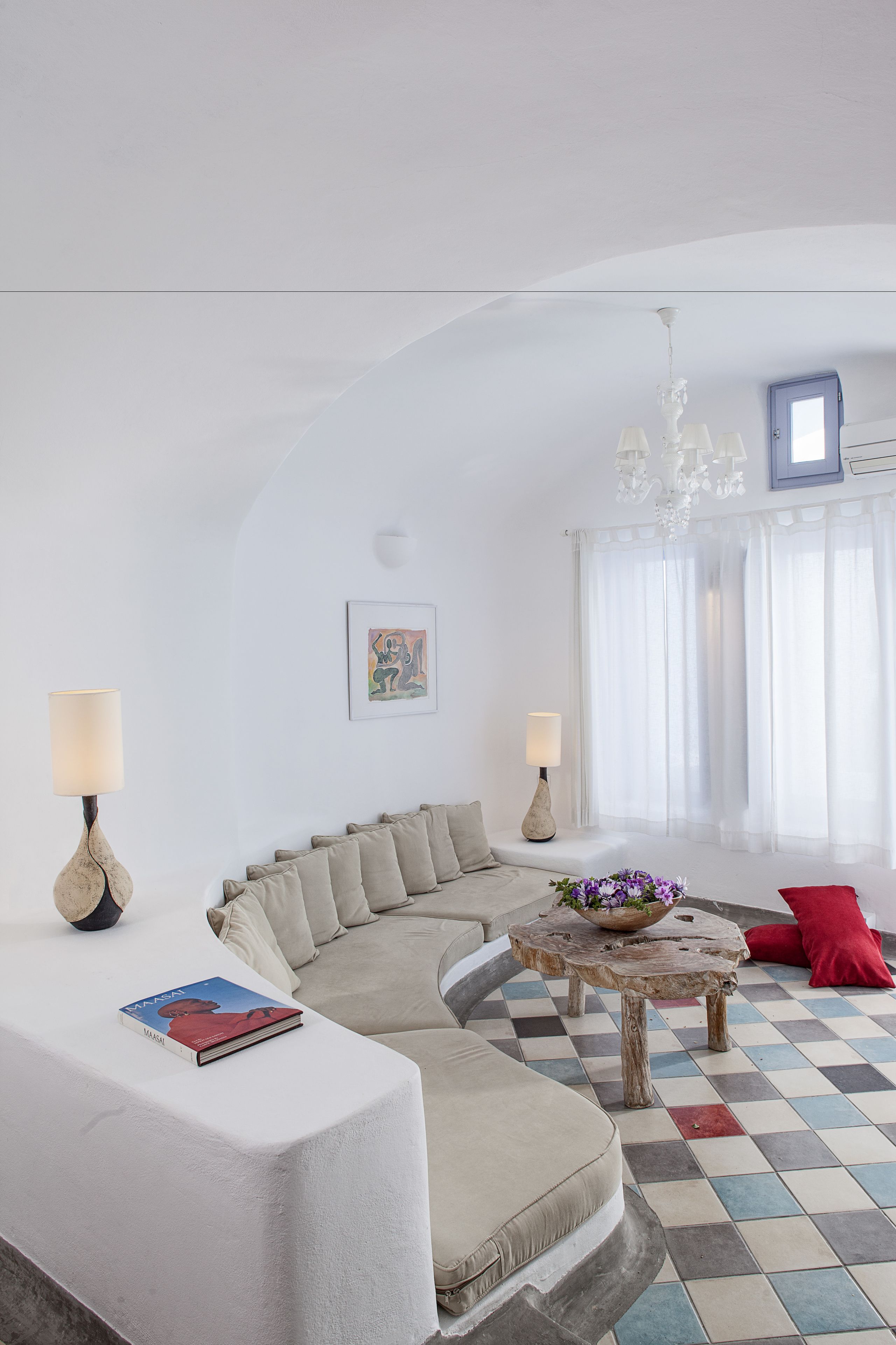 suite, 2 bedrooms, private pool (spilia) | living area | flat-screen tv