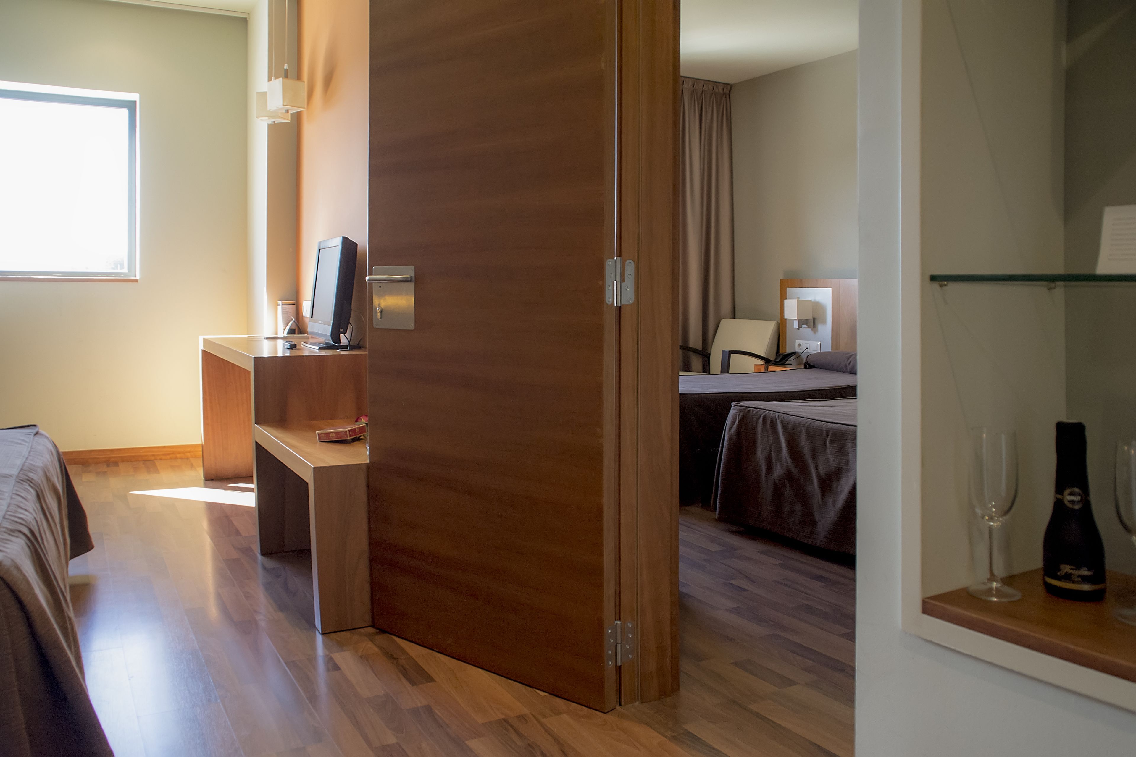 premium bedding, desk, blackout curtains, soundproofing