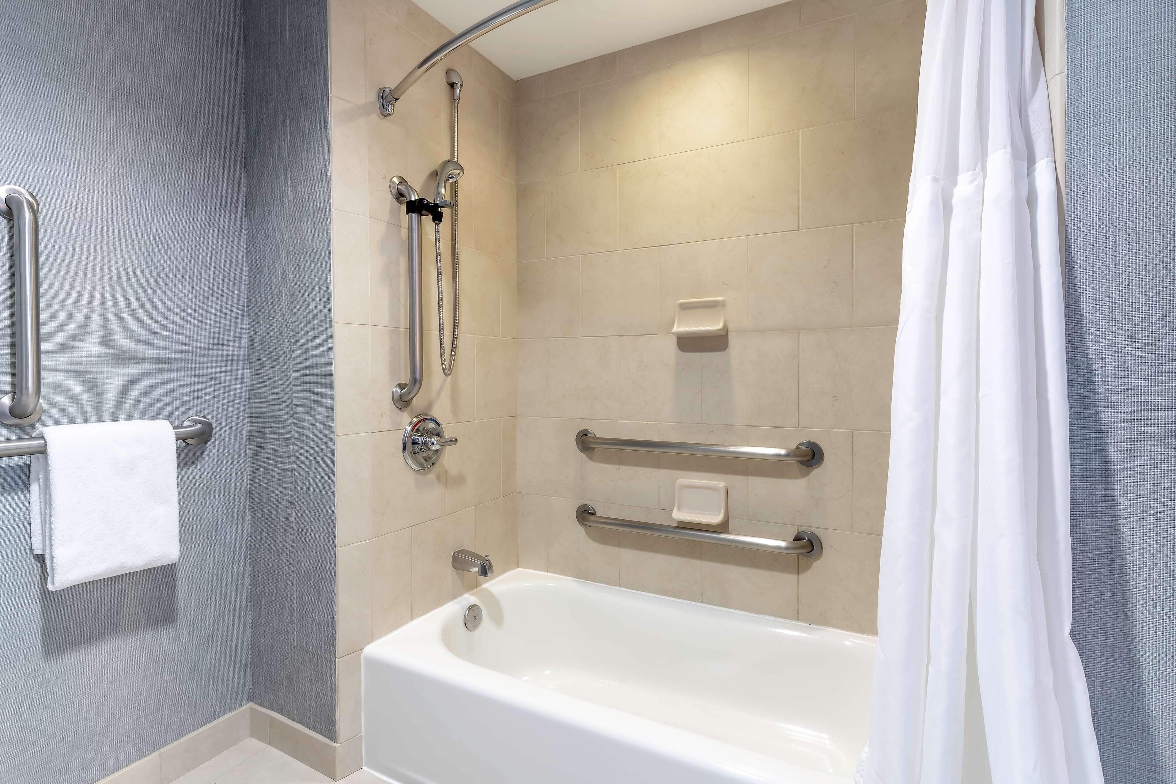 room, 2 queen beds, accessible, bathtub (ada with tub) | bathroom | designer toiletries, hair dryer, towels