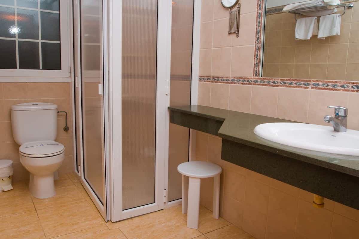 free toiletries, hair dryer, towels