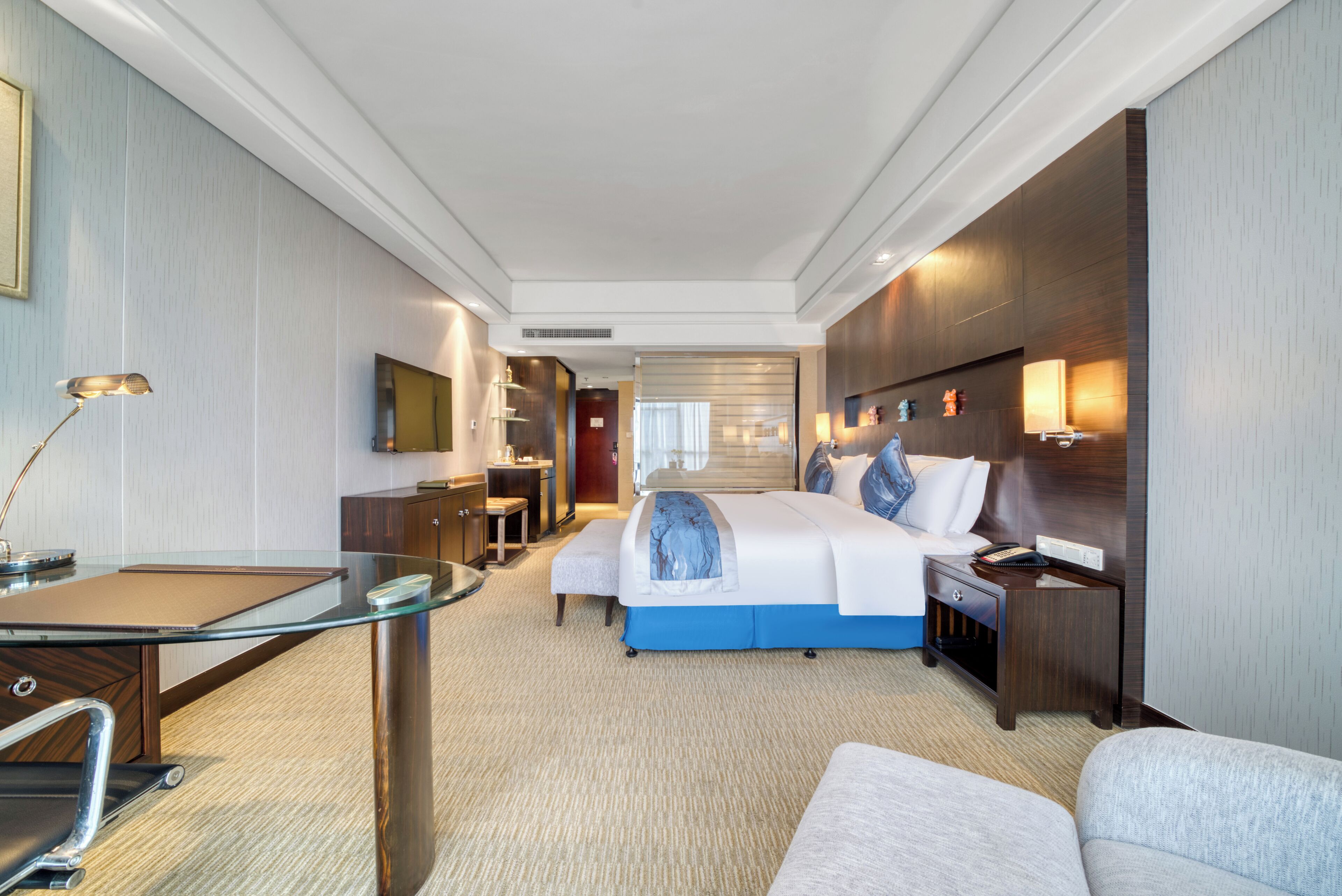 In-room safe, desk, laptop workspace, blackout curtains