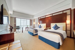 In-room safe, desk, laptop workspace, blackout drapes