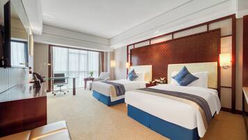In-room safe, desk, laptop workspace, blackout drapes