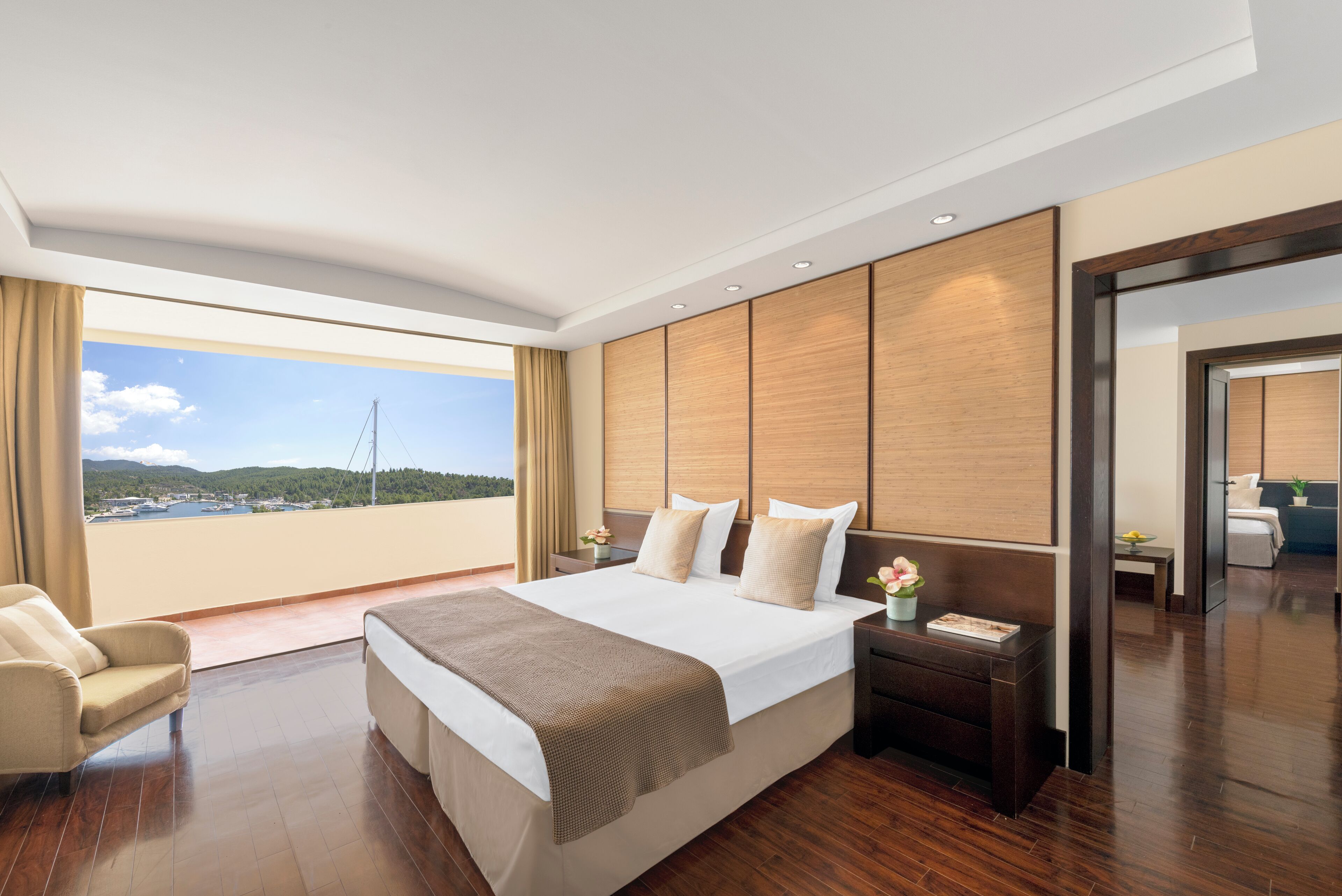 Suite 2 Bedroom Sea or Marina View | Premium bedding, minibar, in-room safe, desk