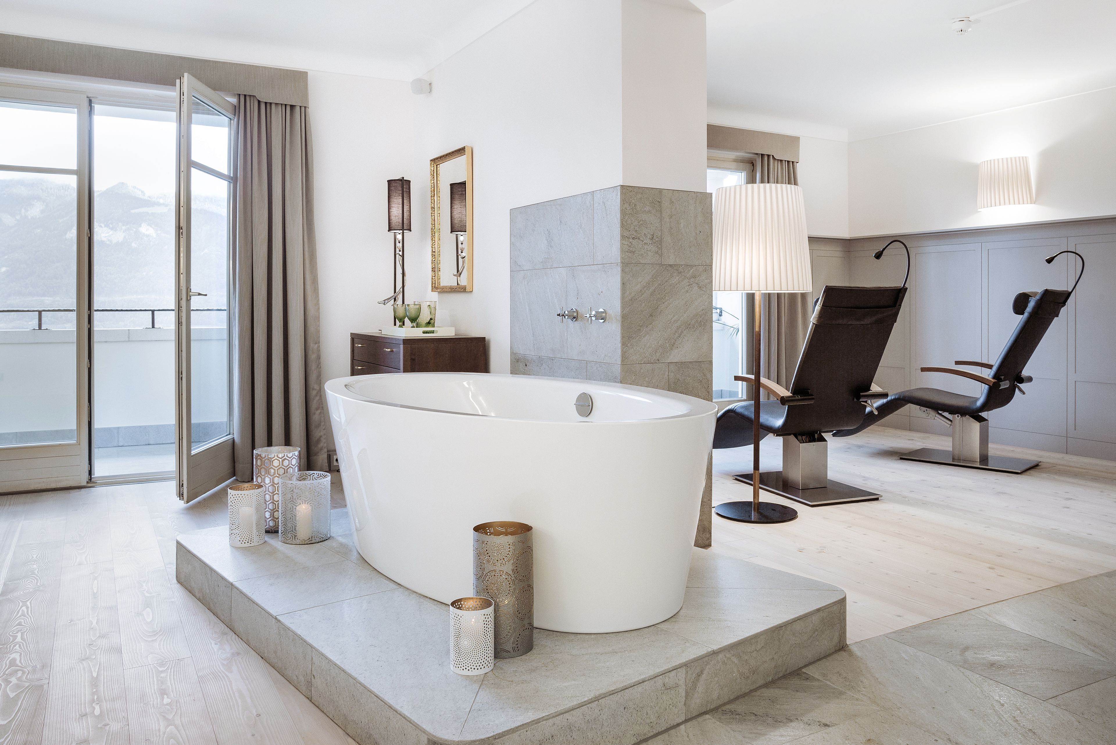 private spa suite | bathroom | free toiletries, hair dryer, bathrobes, slippers