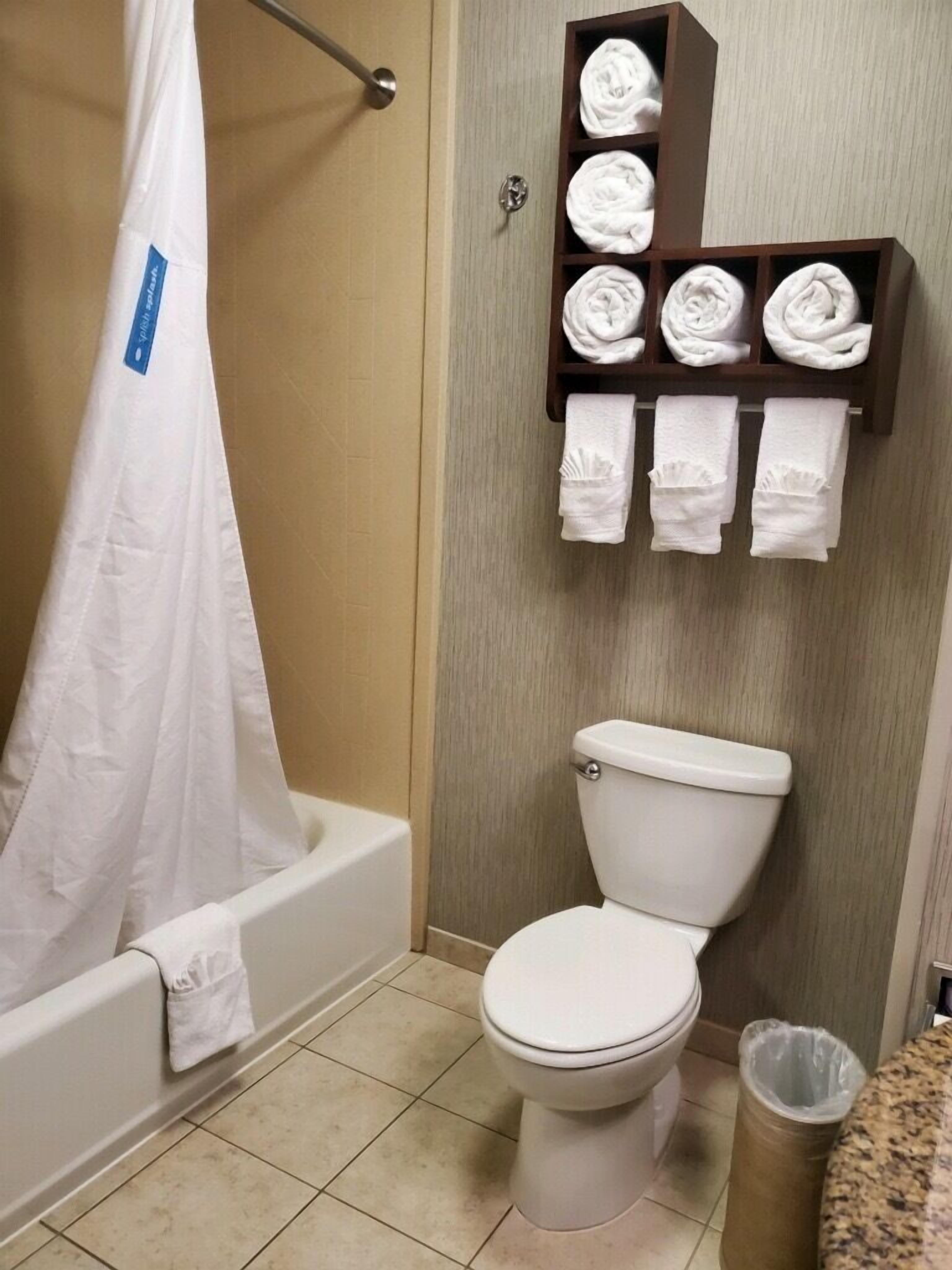 free toiletries, hair dryer, towels