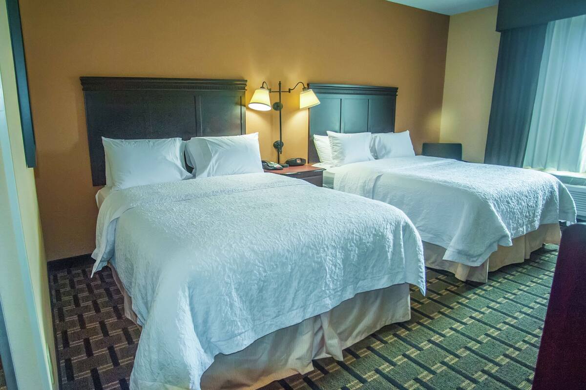 two queen beds non smoking | desk, blackout curtains, soundproofing, iron/ironing board