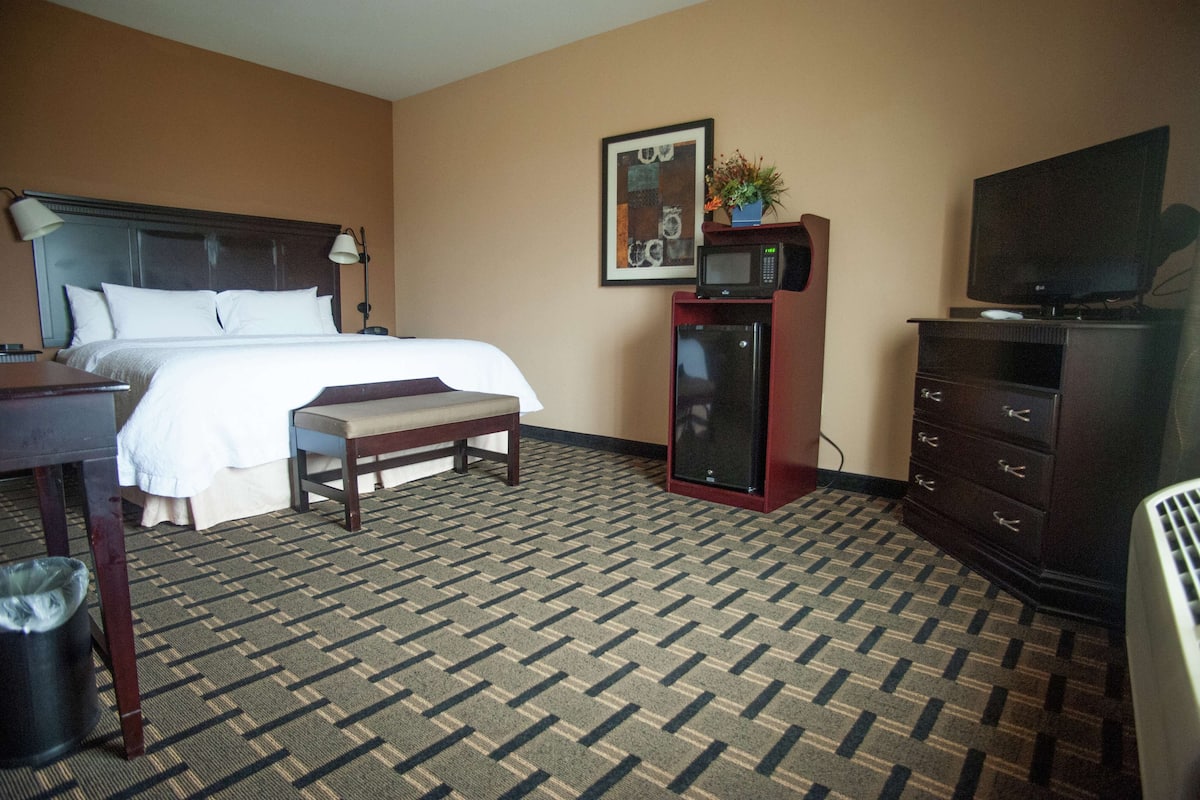 Desk, blackout drapes, soundproofing, iron/ironing board