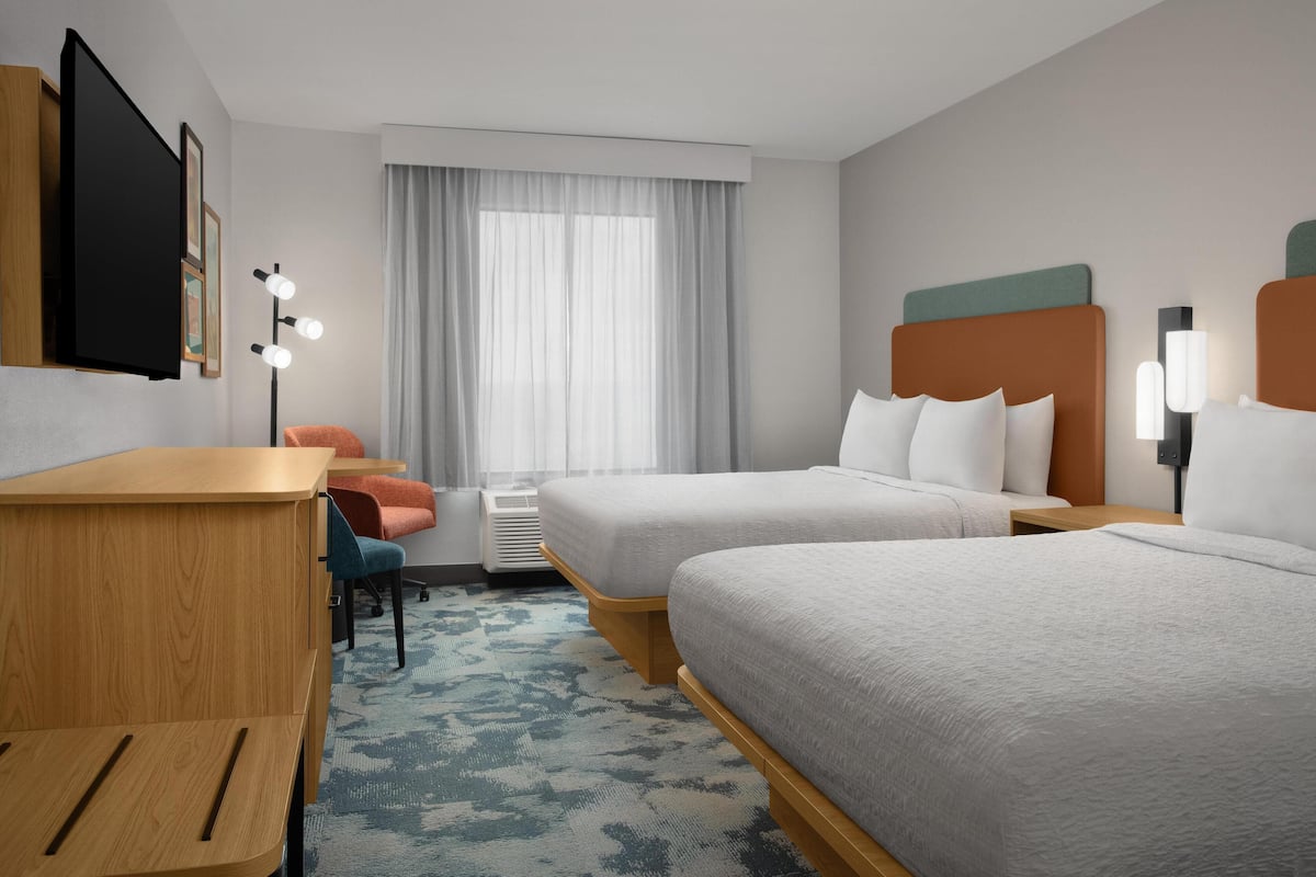 Room, 2 Queen Beds, Non Smoking | Premium bedding, blackout drapes, iron/ironing board