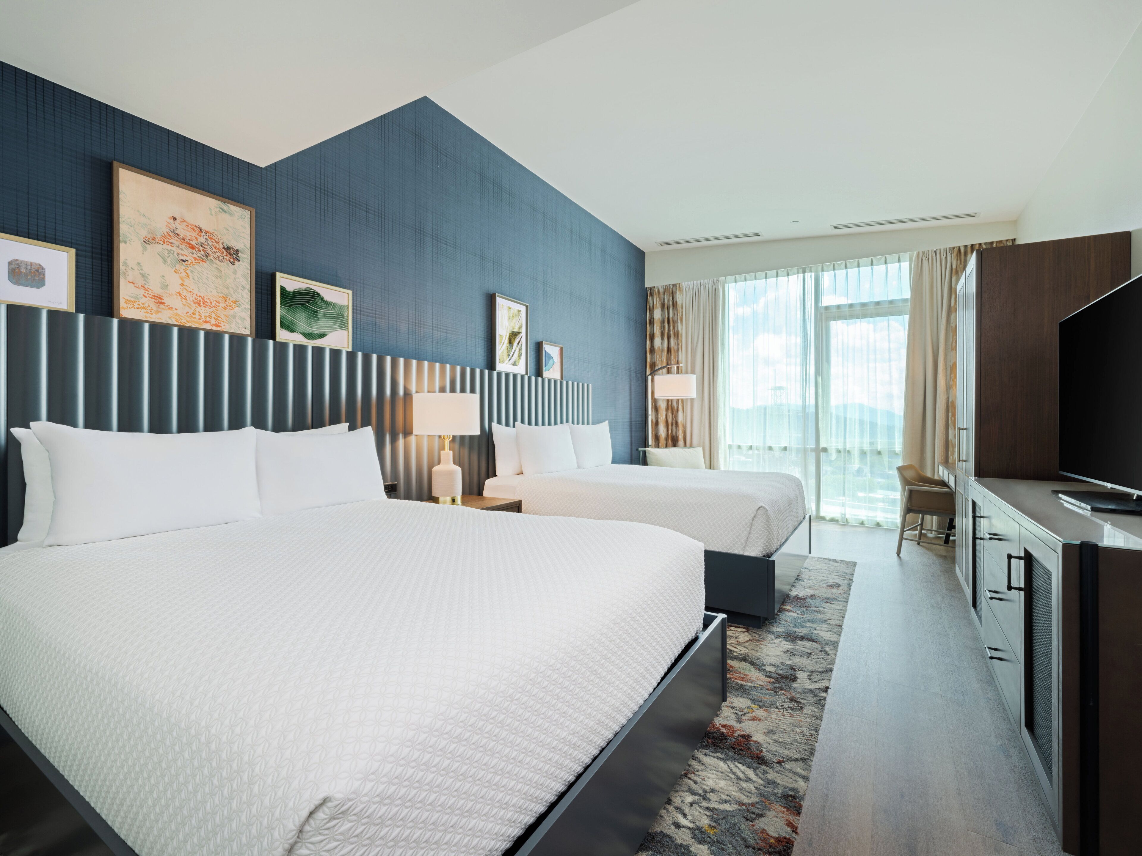 premium room, 2 queen beds (bath shower combination) | 1 bedroom, hypo-allergenic bedding, in-room safe, desk