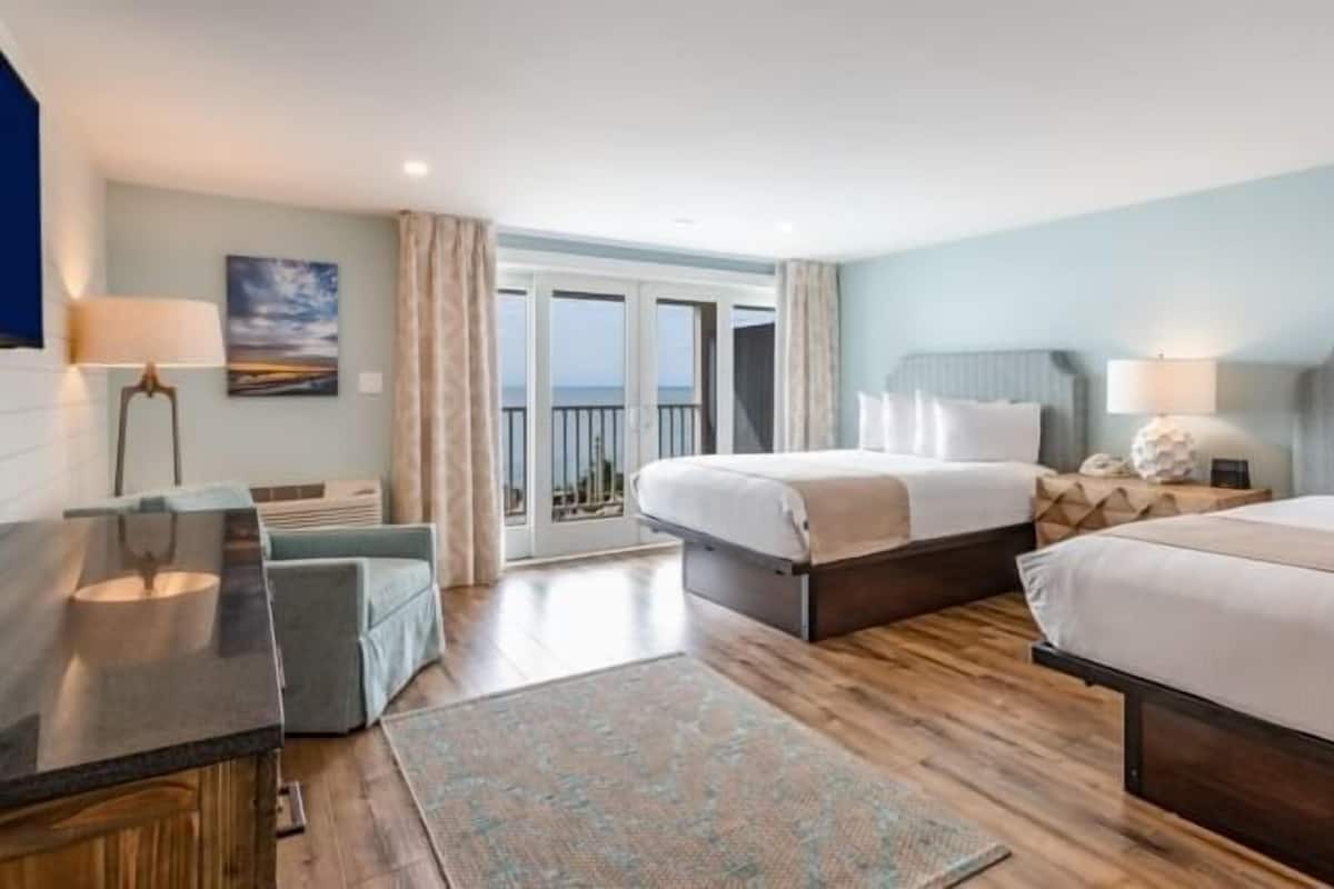Deluxe Room, 2 Queen Beds, Balcony, Ocean View (Queen) | Premium bedding, blackout drapes, iron/ironing board, free rollaway beds