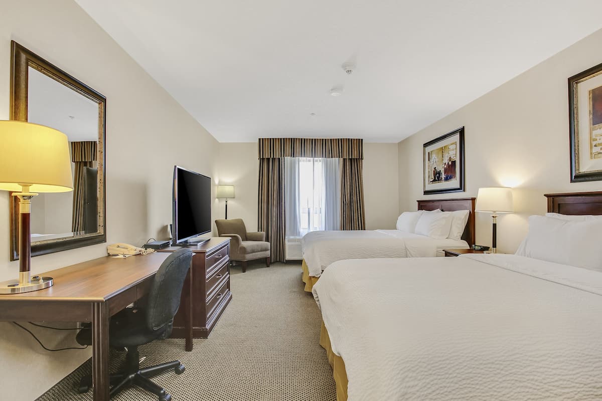 standard room, 2 queen beds | 1 bedroom, premium bedding, desk, iron/ironing board