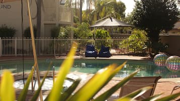 Outdoor pool, pool loungers