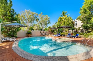 Outdoor pool, sun loungers