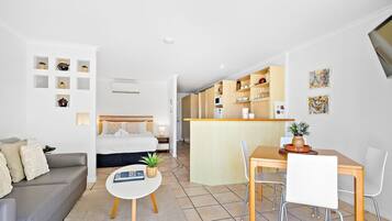 Premium bedding, pillowtop beds, desk, blackout drapes