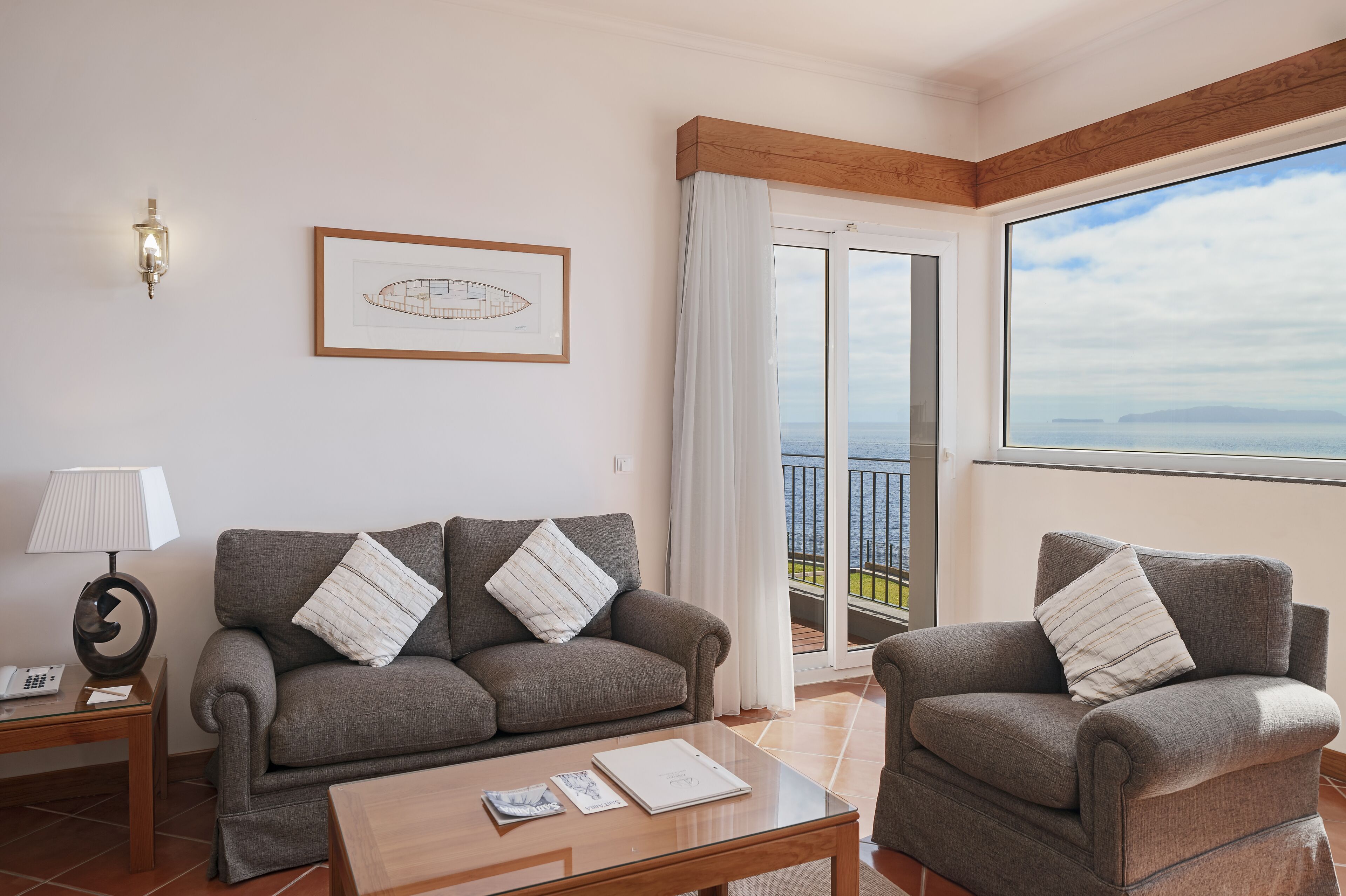 superior suite, balcony, sea view | living room | 70-cm led tv with cable channels, tv