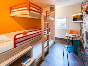 Room, 3 Twin Beds (Break Room - #ontheroad basics) | Desk, blackout drapes, soundproofing, free cribs/infant beds