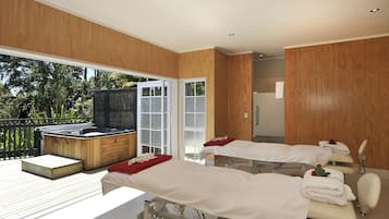 Couples treatment rooms, body treatments, aromatherapy, body wraps