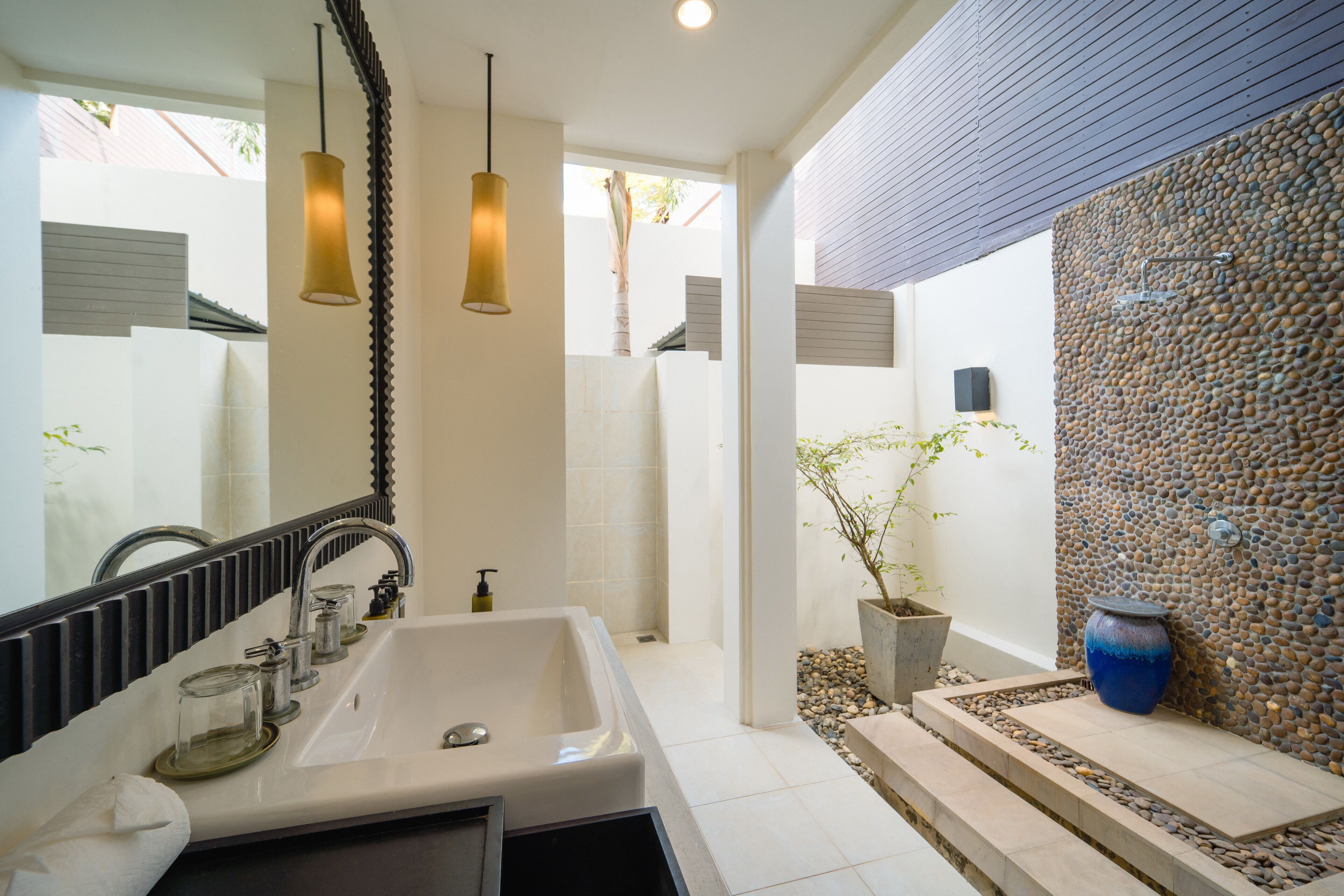 two-bedroom presidential pool villa | bathroom | separate bathtub and shower, deep-soaking bathtub, rainfall showerhead