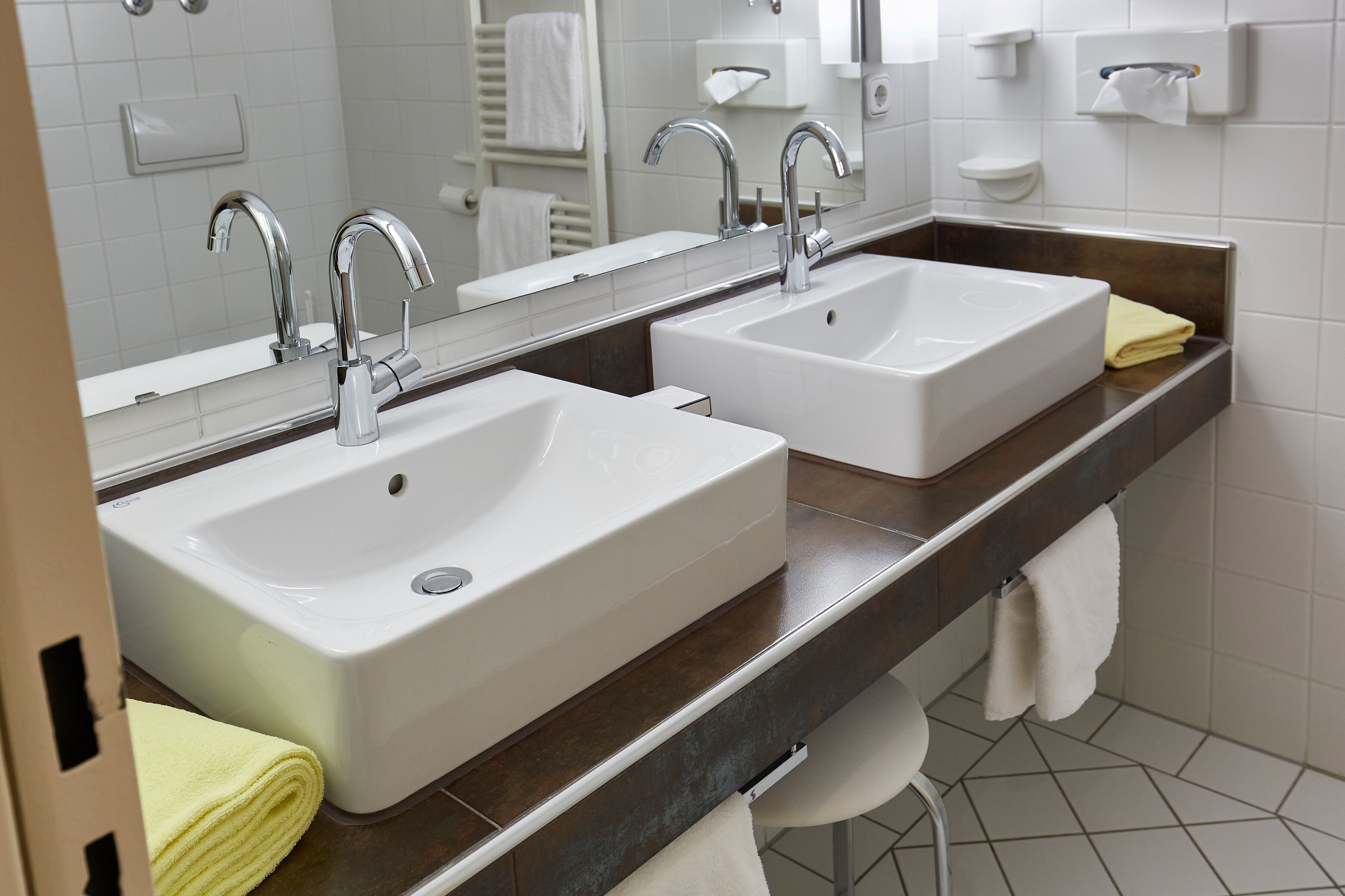 superior double room | bathroom | shower, free toiletries, hair dryer, towels