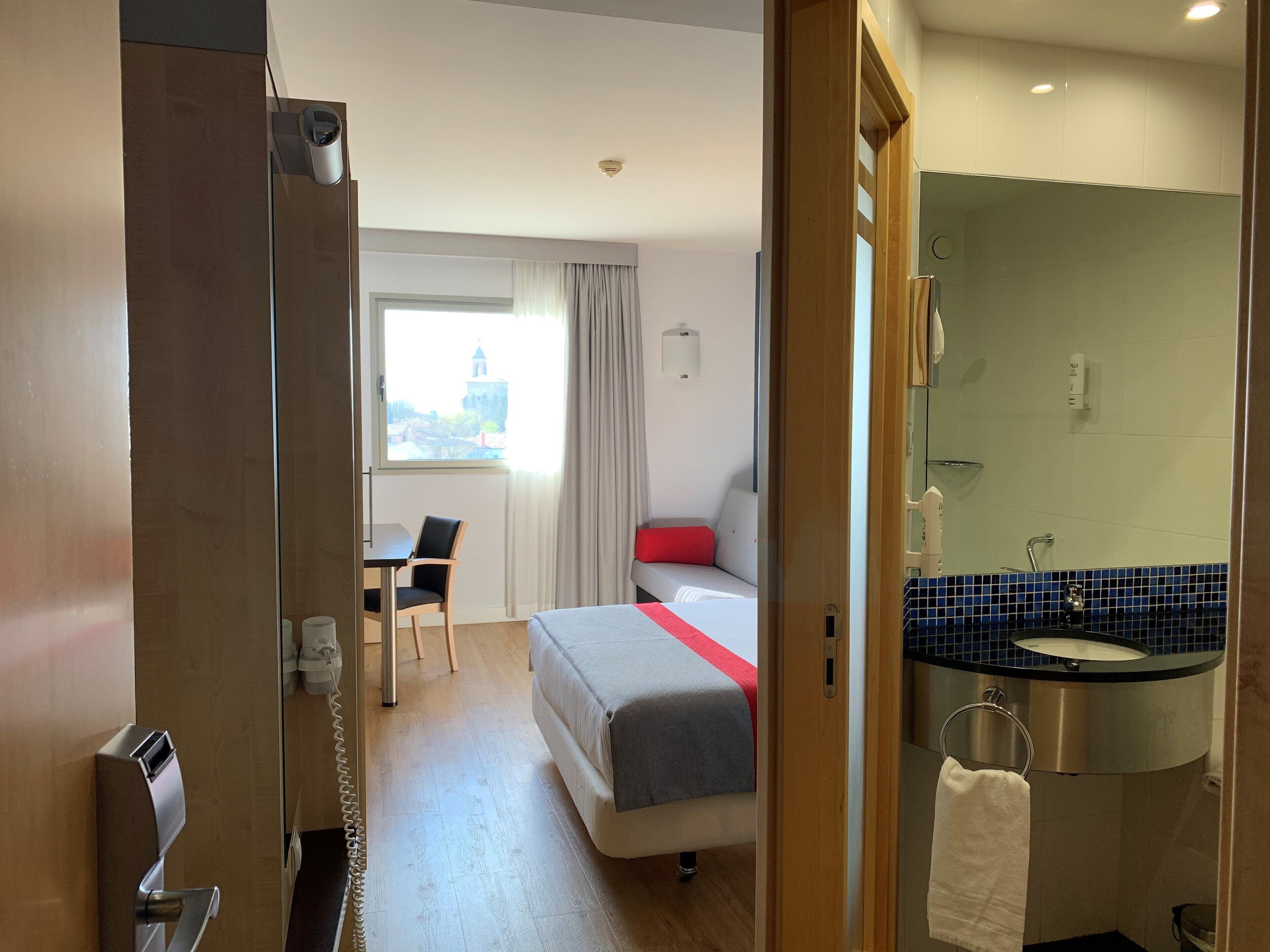 1 bedroom, desk, blackout curtains, iron/ironing board