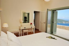 Luxury Villa, Sea View (Helios and Ios) | Egyptian cotton sheets, premium bedding, down comforters, pillowtop beds