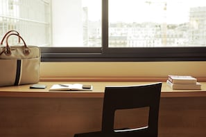 In-room safe, desk, blackout curtains, soundproofing